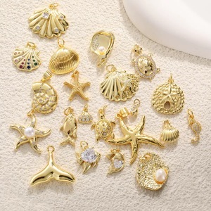 Collar con Colgante de Concha y Estrella de Mar, Cadena de Eslabones con Diamantes, Dijes de Latón, Accesorios de Criaturas Marinas, Éxito de Ventas de Verano de <span class=keywords><strong>Queenie</strong></span> - Product Image 2