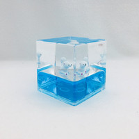 Presse-papiers en acrylique Water Cube avec flotteurs en résine 3D, scène 3D, jouet anti-stress de bureau, décoration dynamique