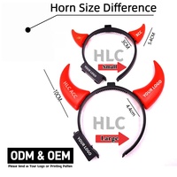 Fournitures promotionnelles pour événements HLC, ODM, accessoires de fête lumineux, cornes de diable 3D lumineuses, bandeaux lumineux pour Halloween avec impression de logo
