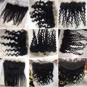 האיכות הטובה ביותר גלם בתולה מיושרת שיער טבעי הארכת חבילות לוגו פרטי חבילה שיער טבעי תחרה פרונטאלית פאות - Product Image 5