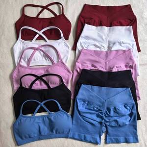 3PCS Gym Clothing for <b>Women</b> Fitness <b>Vest</b> Crop <b>Top</b> High Waist Leggings Workout Shorts Yoga Set - Product Image 3