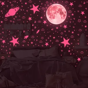Adesivi murali pianeta stelle 3d luminose incandescente nel buio decalcomanie camera dei bambini regalo ragazza teenager