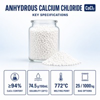 Chlorure de calcium anhydre en poudre, haute pureté, qualité industrielle, produit chimique
