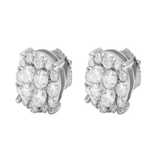 Exclusive <b>Silver</b> Round Cut Cluster Earrings with Lab Grown Diamonds 10K Gold Style Elegant Jewelry for Men Women - Product Image 3