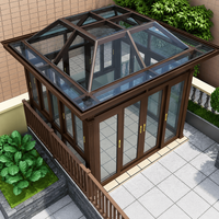 Véranda en verre isolant avec cadre en aluminium à rupture de pont thermique pour jardin d'hiver, extension extérieure pour la maison