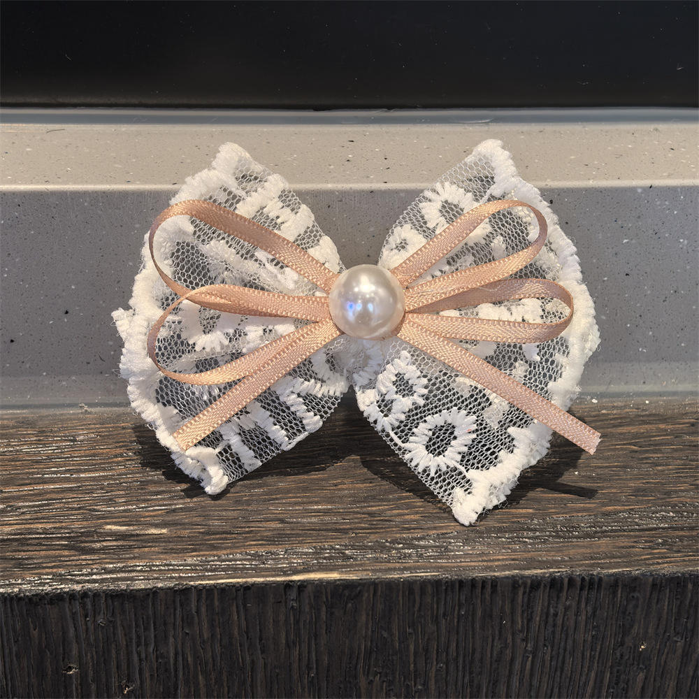 หัวเข็มขัดเชือกรองเท้าประดับโบว์ลูกไม้ริบบิ้นไข่มุก