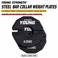 Set Plat Beban Fraksional Hitam Berlapis Karet Oktagonal Ramah Lingkungan Anti-Selip 0.25 0.5 0.75 1 1.25kg Plat Dumbbell Barbell