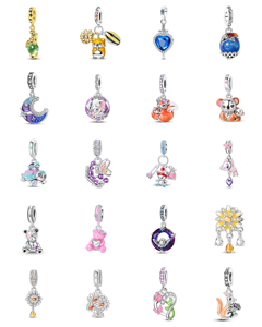 Nuevos y Más Vendidos Dijes de Plata con Circonita y Cuentas, con Diseños de <span class=keywords><strong>Tortuga</strong></span>, Traje de Baño, Tacones Altos y Pulpo, para Joyería DIY - Product Image 1