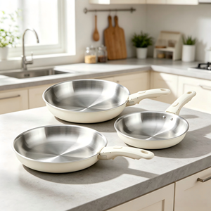 Ensemble de <span class=keywords><strong>casseroles</strong></span> à induction en acier inoxydable 304 à trois couches avec poignée <span class=keywords><strong>amovible</strong></span>, <span class=keywords><strong>série</strong></span> 4 pièces empilables, Pan Eight-2 - Product Image 1