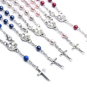 Chapelet <span class=keywords><strong>de</strong></span> Fátima unisexe en alliage <span class=keywords><strong>de</strong></span> zinc plaqué argent antique avec perles imitation perle et croix, pour <span class=keywords><strong>la</strong></span> prière et comme cadeau catholique - Product Image 4