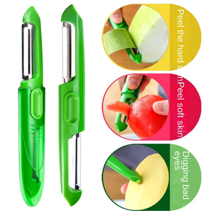 ANYA Benutzerdefiniertes Logo Doppelköpfiger Manueller Edelstahl Tragbarer Melonenschäler Obst- und Gemüseschneider Essentielles Haushalts-Küchengerät - Product Image 2