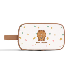 Portable Toiletry Bag Large Capacity Embroidered Makeup Storage Bag Rectangle Beige Pink Green Makeup Organizer - Product Image 5