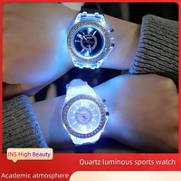 Reloj electrónico transparente para estudiantes, reloj deportivo impermeable luminoso de cuarzo de moda unisex, reloj de silicona Geneva