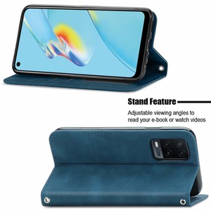 Portafoglio in pelle sintetica pieghevole a prova di graffio in stile Business per <span class=keywords><strong>OPPO</strong></span> A54 4G custodia per cellulare con supporto per carta - Product Image 2