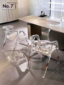 Chaise de salle à manger en résine transparente de style italien, design goutte d'eau, pour villa, salon, mobilier d'intérieur - Product Image 2