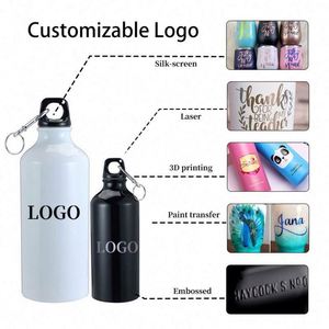 Wholesale Custom Logo 500ml Silk Screen Printing Blank Aluminum Sports Metal <b>Water</b> <b>Bottles</b> Screw Lids Carabiners Portable - Product Image 5