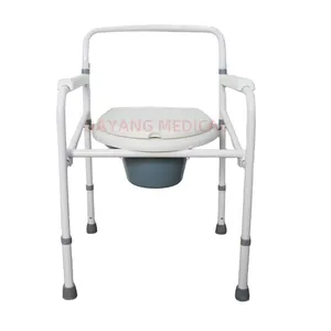 Portable Folding Adjustable Bedside Safety Frame Medical Disabled Toilet Seat Commode Chair With Bedpan Handles