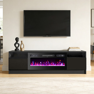 Meuble TV blanc moderne de luxe avec <span class=keywords><strong>foyer</strong></span> à flamme simulée de 63 pouces, télécommande, <span class=keywords><strong>pour</strong></span> salon - Product Image 3