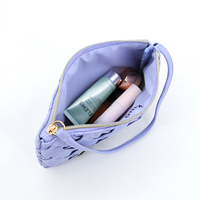 Organisateur de voyage, pochettes tissées à fermeture éclair, pochette à poignée, petite trousse de maquillage, sac à main, trousse de maquillage unique en cuir tissé sur mesure
