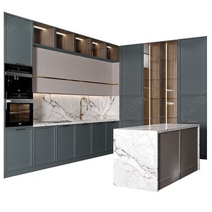 الفاخرة جزيرة الأثاث خزانة باب بمصراع دوّار Moderniz الذكية وحدات رمادي أزرق اللون غشاء المطبخ خزائن المطبخ - Product Image 6