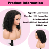 Perruque frontale en dentelle HD 13x4 en cheveux humains, dentelle transparente, pour femmes noires, vague profonde, bouclée, perruque frontale en dentelle 13*4