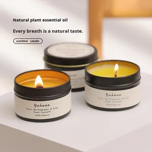 Vela Aromática de Larga Duración para Interiores, 100% Cera de Soja Natural, Aroma Yuhuan, en Lata Cilíndrica Decorativa - Product Image 2
