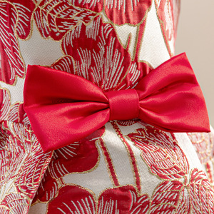 Dropshipping Phong cách Trung Quốc váy cưới Váy Cô bé Quây Màu Đỏ Jacquard thêu trẻ em Váy Cô Gái quần áo - Product Image 4