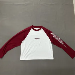 TS1990 Heavyweight Custom Dtg Printing 100% Cotton Raglan Long Sleeve T shirts two color raglan men shirt