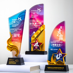 Crystal Glass 3D <b>Trophy</b> With 2025 Laser <b>Engraved</b> Digital Printing For Sales Champion Award Ceremony Business Gift - Product Image 3