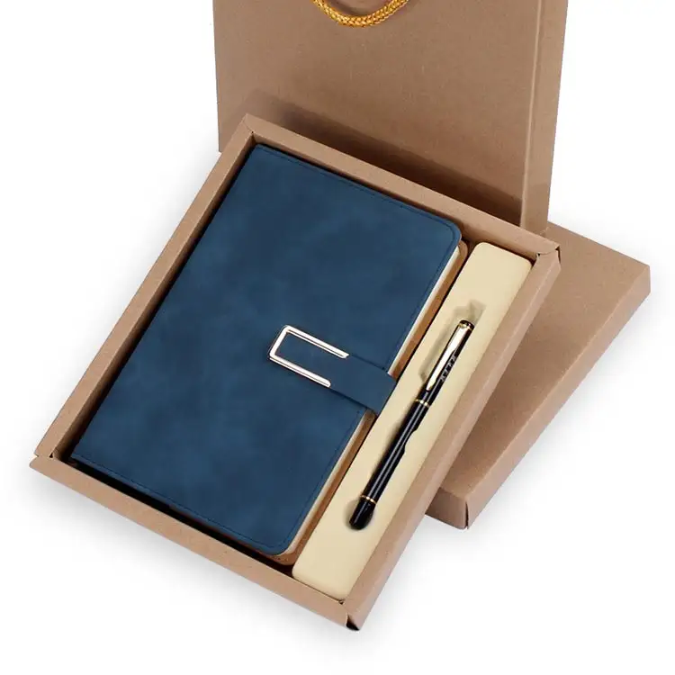 Vintage Luxus Leder Notebook Set Benutzer definierte A5 Hardcover Notebooks Journal mit Stift als Geschenk
