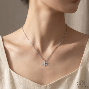 Newest Product Contemporary Snowflake Shape 18K Solid White Gold Natural Diamond Pendant <b>Necklace</b> For Daily Everyday Casual Wear - Product Image 4