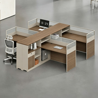 Poste de travail de bureau élégant pour 3/6 personnes avec cloison et armoires de rangement