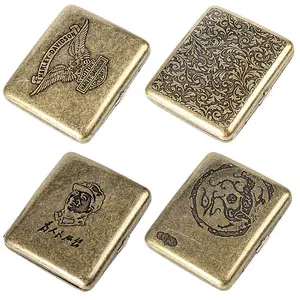 厂家直销批发仿古青铜色压花设计定制OEM标志金属烟盒盒