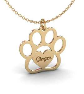 Bijoux pour animaux de compagnie personnalisé chien empreinte gravé pendentif mignon chien patte et coeur nom personnalisé chaîne collier - Product Image 6