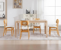 Chaise de salle à manger de cuisine en bois avec coussin moelleux, en rotin et en tissu de lin, échantillon gratuit