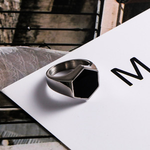 Men's Stainless Steel Hexagonal <b>Ring</b> Geometric Design Gift Jewelry SA1193 - Product Image 1