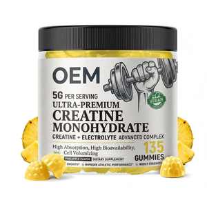 OEM ODM ครีเอทีน โมโนไฮเดรต กัมมี่ ได้รับมาตรฐาน GMP ฮาลาล 135 เม็ด 5 กรัมต่อหนึ่งหน่วยบริโภค รสสับปะรด - Product Image 1