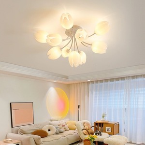 Modern <strong>Minimalist</strong> and Atmospheric Ceiling Light With Cream Style Flower Design Ceiling Lamp for Bedroom Study and <strong>Lighting</strong> - Product Image 6
