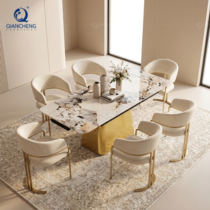 Table à manger extensible élégante en pierre frittée de style européen, gain de place, 6 à 8 places, pour la maison, les restaurants, les hôtels - Product Image 1