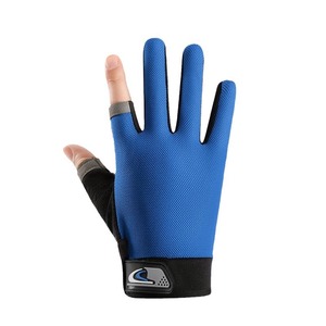 Guantes de ciclismo para pesca, actividades al aire libre, azul, rojo, negro, gris, antideslizantes, con protección solar, unisex, talla para adultos - Product Image 5
