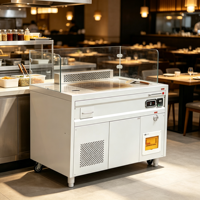 Table de grill teppanyaki de luxe sans fumée avec protection en verre, comptoir Hibachi japonais commercial pour restaurant