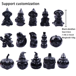 Venta al por mayor <span class=keywords><strong>de</strong></span> cristal natural calabaza fantasma hechicero bruja tallas negro obsidiana Helloween tallas para <span class=keywords><strong>la</strong></span> decoración - Product Image 3