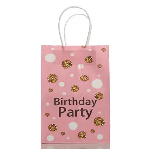 Großhandel alles Gute zum Geburtstag Party Dekoration bevorzugen Farbe Kraft papier Beute Verpackung Süßigkeiten Snack Geschenk beutel für Kinder