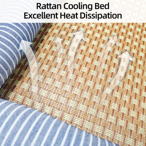Poland Stock Dog Cooling Mat 70x50cm Woven Grass <b>Bed</b> with Neck Support Bolster Non-Slip Pet <b>Pad</b> EU Dropshipping - Product Image 5