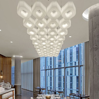 Lustre LED moderne design pour salon, escalier, hôtel, décoration, suspension en verre en forme de feuille de lotus