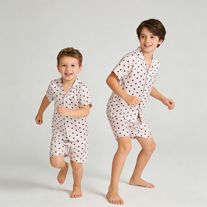 Pigiama Estivo per Bambini con Colletto, Set Pigiama con Stampa Cartone Animato Carino per Bambini 2-15 Anni, Pigiama Primaverile a Maniche Corte per Bambina, Abbigliamento Morbido per Casa - Product Image 3