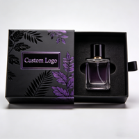 Boîte carrée vide de luxe, design personnalisé de haute qualité, impression végétale violette, pour parfum, bougie, artisanat, en papier rigide écologique