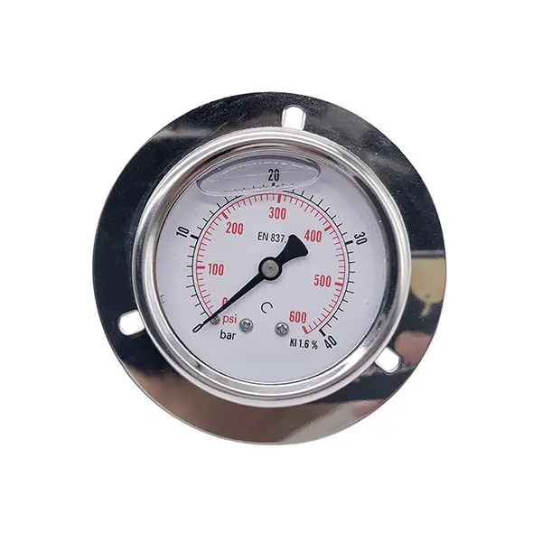 Water Gas 2.5" Oil Filled Pressure Gauge with Bottom Mount and Flange