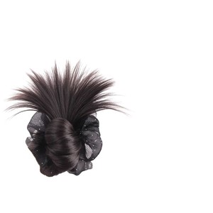 Perruque chignon à pampilles noires avec filet à pois pour femme, pour coiffure relevée - Product Image 5