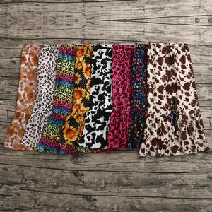 Pantalones acampanados para niña pequeña, mallas con estampado Floral de leopardo y vaca